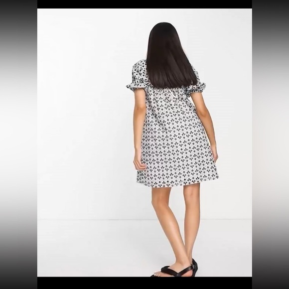 & Other Stories Frill Sleeve Embroidered Mini Dress White Blue Floral Tie Back - Picture 3 of 8